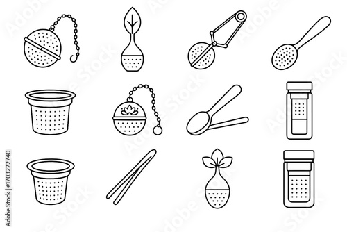 Tea silicone icon loose tumbler infuser insulated scoop vector leaf icons