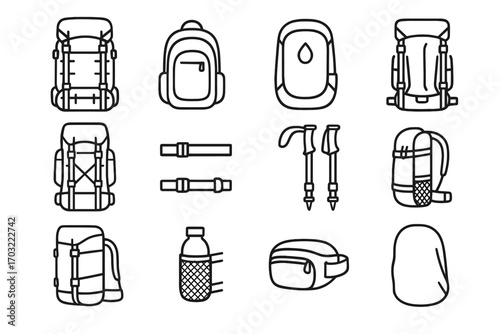 Icon trekking sleeping pocket gear pole tool icons side removable hiking large