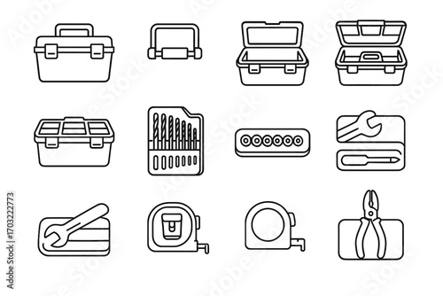 Icon tray case vector space bit toolbox handle slot screwdriver icons organizer