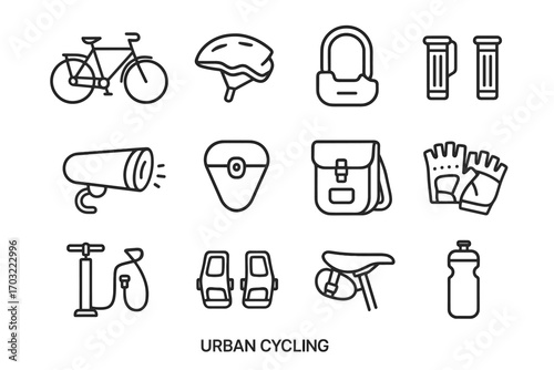 Clips grips light handlebar helmet bag icon cycling vector essentials lock saddlebag