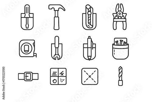Pocket knife wrench icon screwdriver loop strap vector pouch belt tool holder