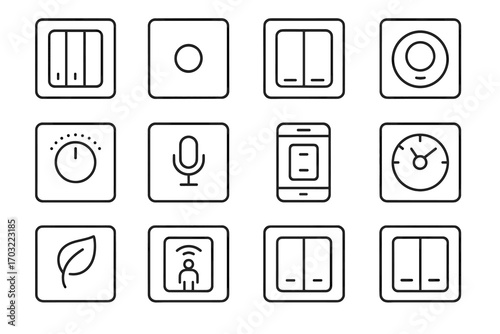 Rocker switch icon vector round motion wall smart square button