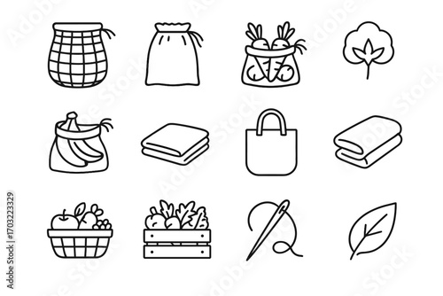 Carrots icons bag tote plant tomatoes icon reusable eco vector vegetable small