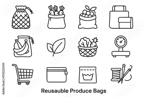 Carrots label folded weighing vector icon kit bag drawstring icons pouch reusable