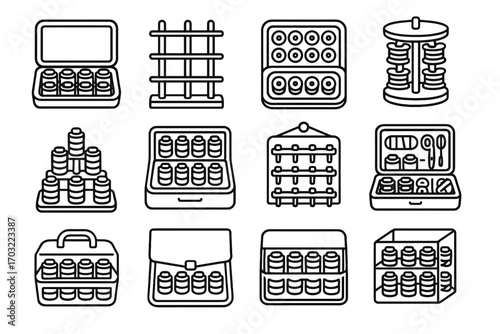 Plastic holder carousel wooden box spool vector sewing icon clear organizers organizer