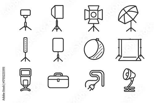Diffuser strip carrying icon photography tall umbrella icons lighting door vector cable