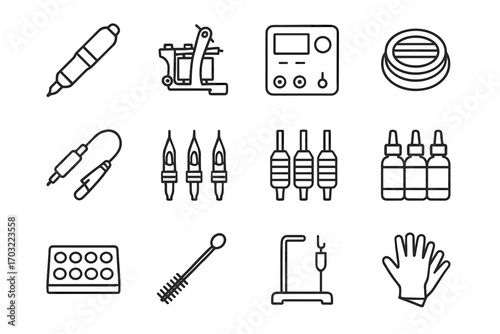 Ink protective icon pen cup grips machine stand tattoo vector cord