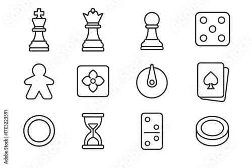 Pawn spinner icons board chess card disc vector dice king game icon