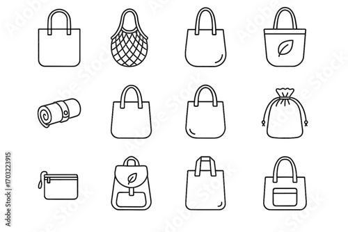 Reusable grocery bag icons icon vector style tote compact foldable shopping