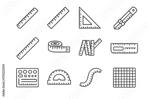 Tape mat wooden icons icon cutting crafting adjustable folding ruler digital vector