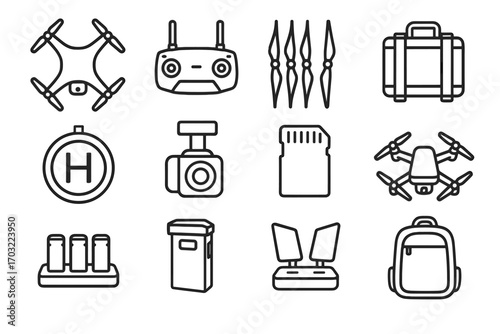Backpack gimbal card icon vector drone quadcopter extra mat photography protective