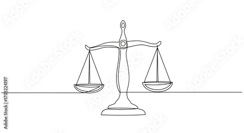 Simple line art of a balanced justice scale representing fairness and equality.