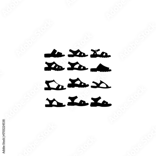 vector illustration of sandals silhouette on white background  
