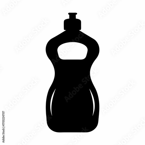 Black silhouette of dish soap bottle with handle and narrow top