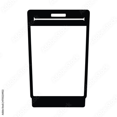 Black and white vector illustration of a flexible packaging pouch