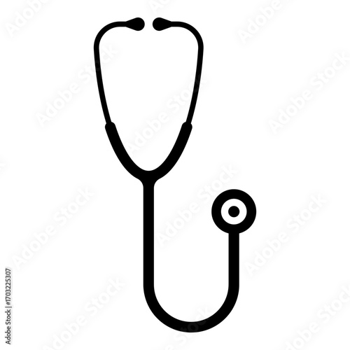Black medical stethoscope isolated on white background