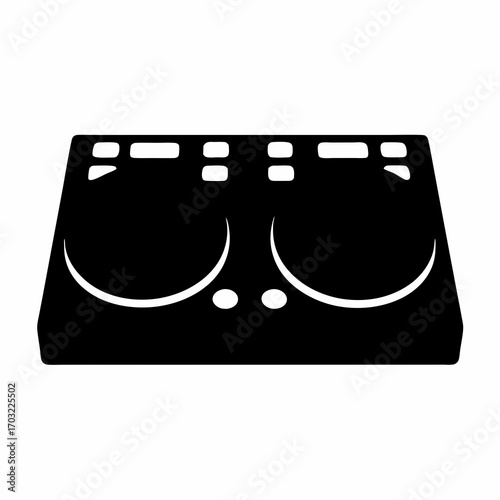 Black and white graphic icon of a professional DJ turntable device