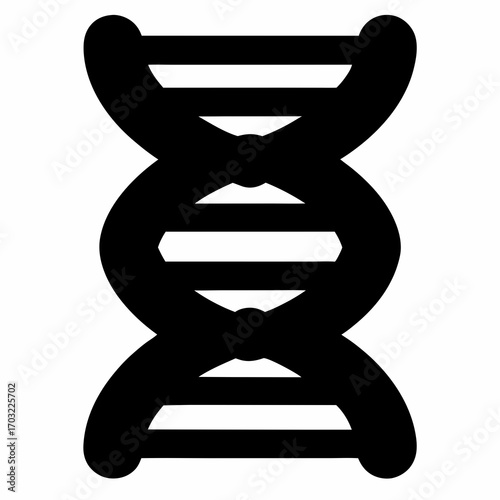 Simplified representation of DNA molecule with double helix structure in black color