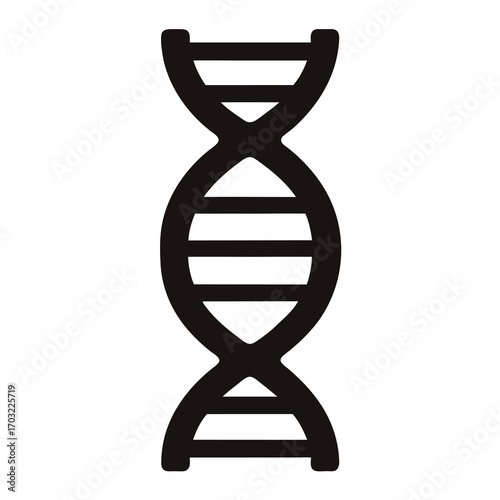 Simplified black and white DNA strand molecule symbol for medical or scientific use