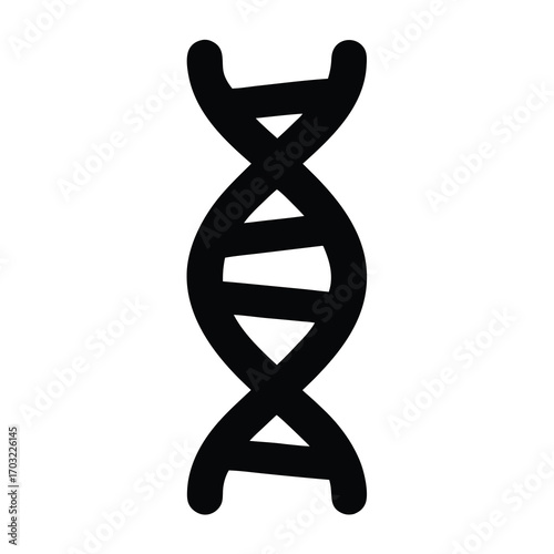 Stylized representation of a DNA double helix in black on white
