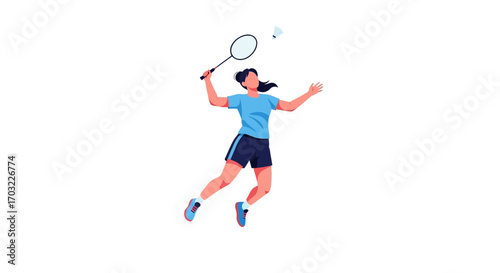 Woman Badminton Player in Action.