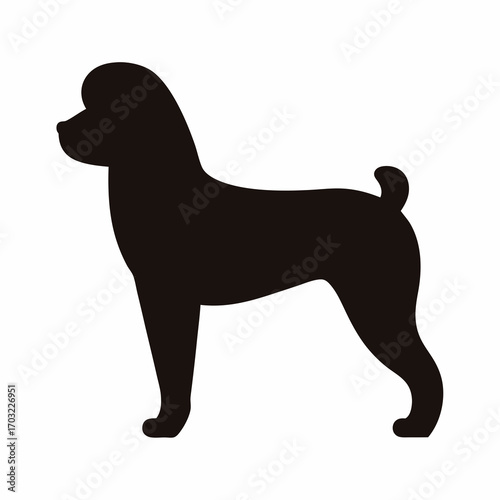 Silhouette of a Robust Dog Breed Standing Tall on White Background