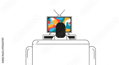 Person Watching Television in Living Room.