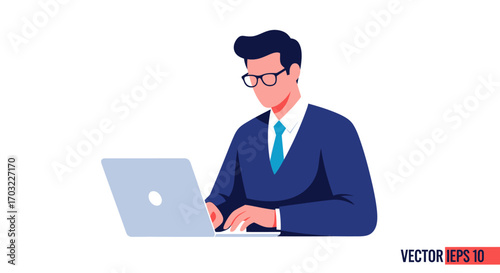 Businessman Working on Laptop.