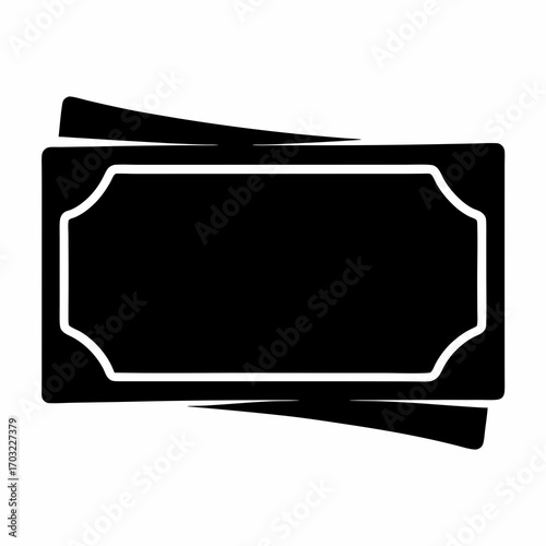 Black and white illustration of several blank tickets stacked together nicely