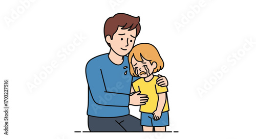 Father Comforting His Crying Daughter.