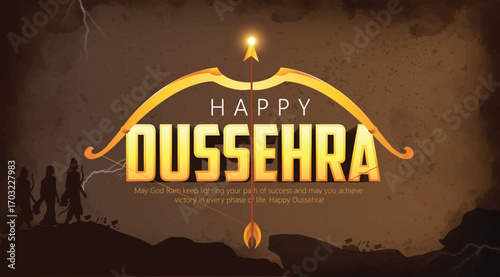 Lord Rama with Bow and Arrow for Dussehra Celebration  symbolizing courage, virtue, and the triumph of good over evil on the auspicious occasion of Dussehra.