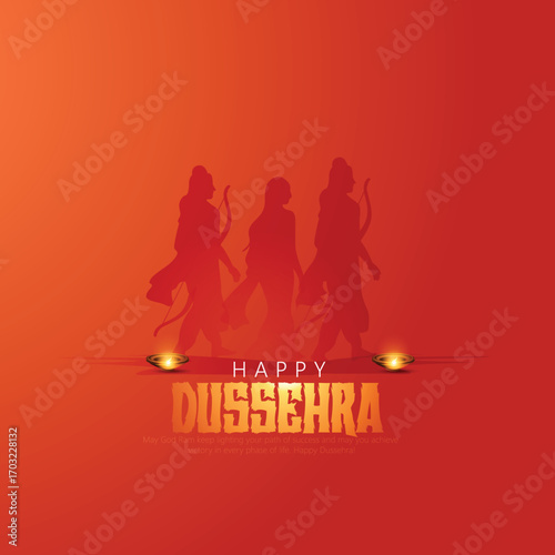 Lord Rama with Bow and Arrow for Dussehra Celebration  symbolizing courage, virtue, and the triumph of good over evil on the auspicious occasion of Dussehra.