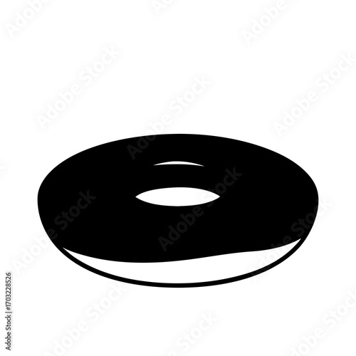 Monochromatic depiction of a donut with a glossy glaze effect