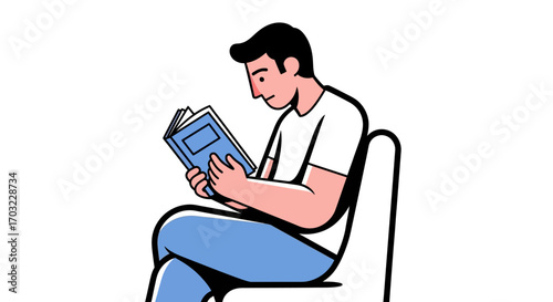 Man engrossed in reading a book.