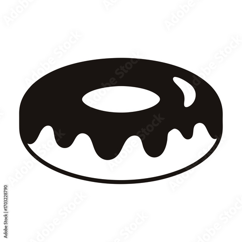 Delicious chocolate frosted donut illustration with a minimalist aesthetic design