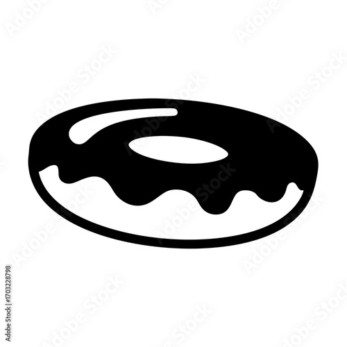 Delicious black frosted donut with white background, perfect for a snack