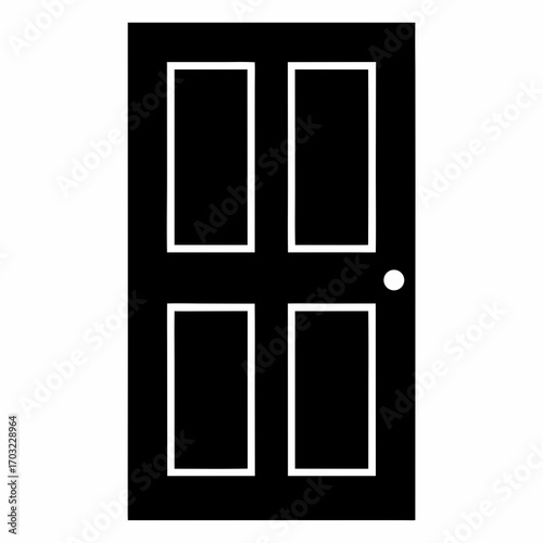 Black and white illustration of a classic fourpanel door design