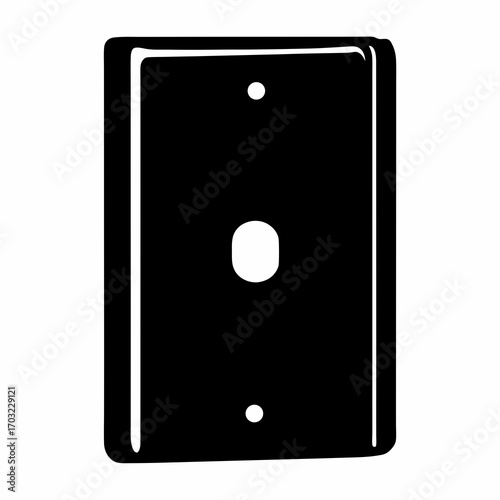 Black and white outlet cover illustration showing a clean modern design