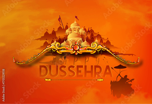 Lord Rama with Bow and Arrow for Dussehra Celebration  symbolizing courage, virtue, and the triumph of good over evil on the auspicious occasion of Dussehra.