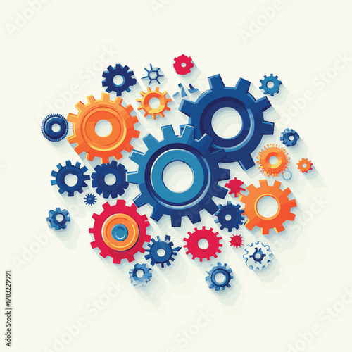 Abstract gear wheel mechanism background. Machine technology. Vector illustration , vector style simple color