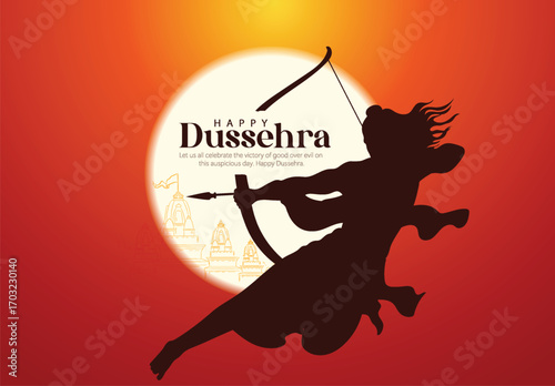 Lord Rama with Bow and Arrow for Dussehra Celebration  symbolizing courage, virtue, and the triumph of good over evil on the auspicious occasion of Dussehra.