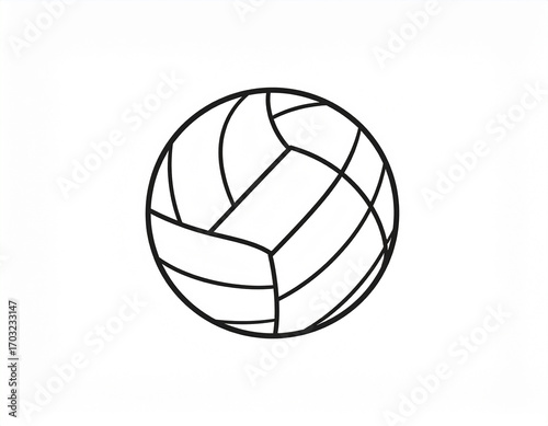 Minimal outline vector icon of a volleyball ball in black and white. Perfect for sports, beach volleyball, and fitness design projects.