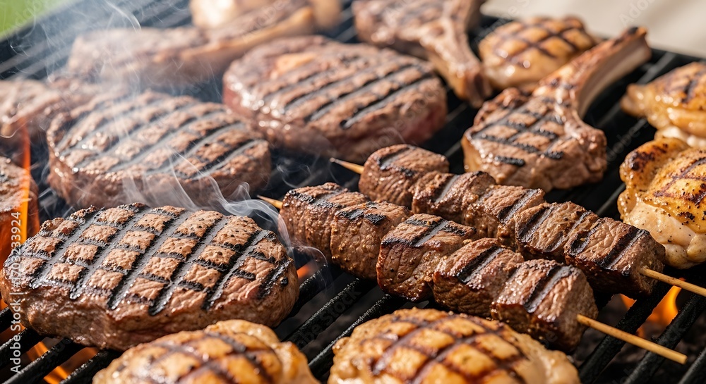 Fototapeta premium Delicious Grilled Meats on a Grill.