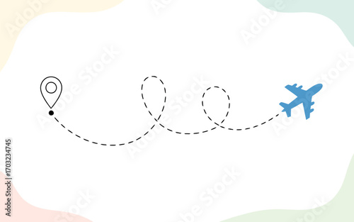 Airplane route map destination travel concept vector hand drawn