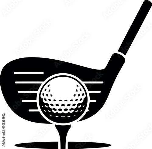Golf driver club ready to tee off golf ball sporting lifestyle icon vector hand drawn