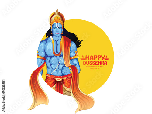 Lord Rama with Bow and Arrow for Dussehra Celebration  symbolizing courage, virtue, and the triumph of good over evil on the auspicious occasion of Dussehra.