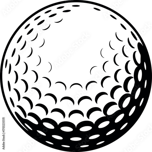 Classic golf ball dimples isolated minimalist sports equipment vector hand drawn