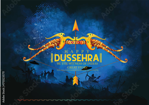 Lord Rama with Bow and Arrow for Dussehra Celebration  symbolizing courage, virtue, and the triumph of good over evil on the auspicious occasion of Dussehra.