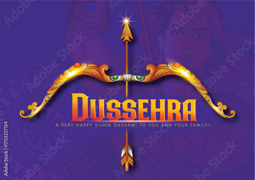 Lord Rama with Bow and Arrow for Dussehra Celebration  symbolizing courage, virtue, and the triumph of good over evil on the auspicious occasion of Dussehra.
