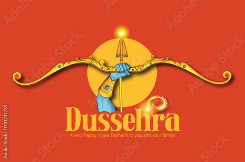 Lord Rama with Bow and Arrow for Dussehra Celebration  symbolizing courage, virtue, and the triumph of good over evil on the auspicious occasion of Dussehra.